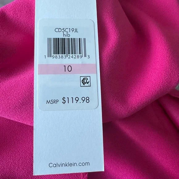 🩷 NWT! Pink CALVIN KLEIN Puff Sleeve Sheath Dress - Size 10 - Picture 5 of 9